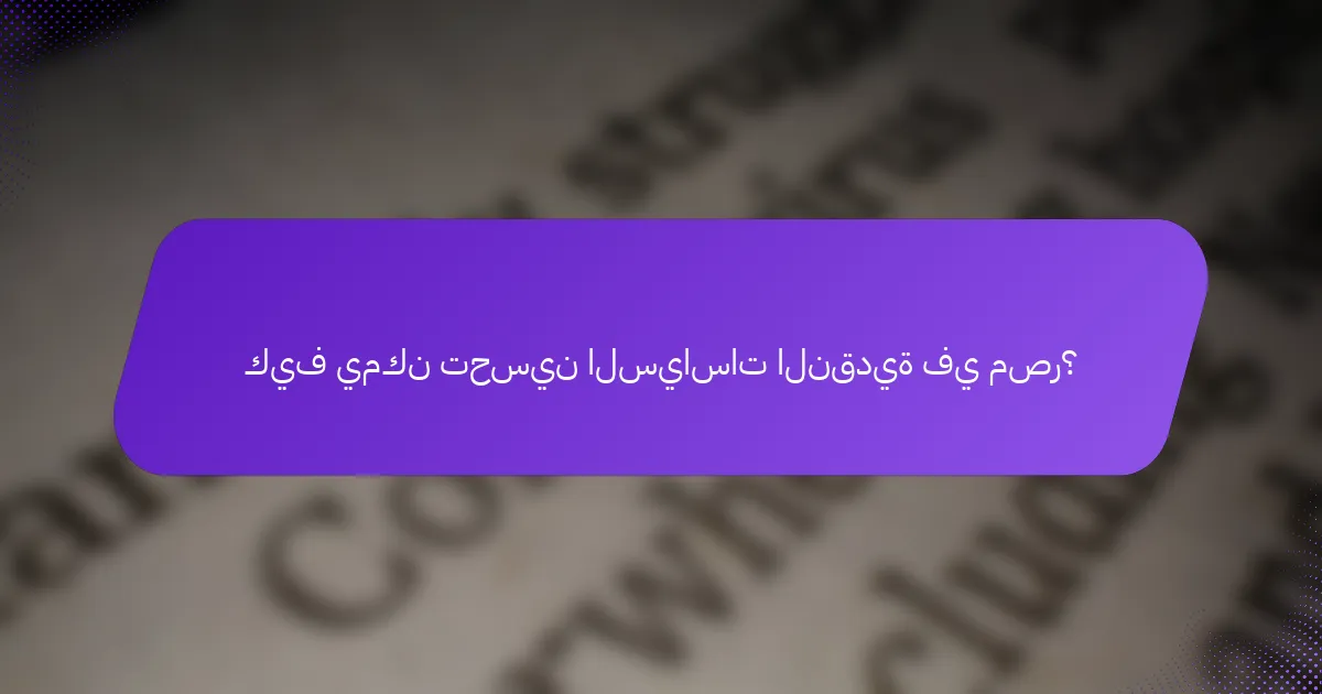 كيف يمكن تحسين السياسات النقدية في مصر؟