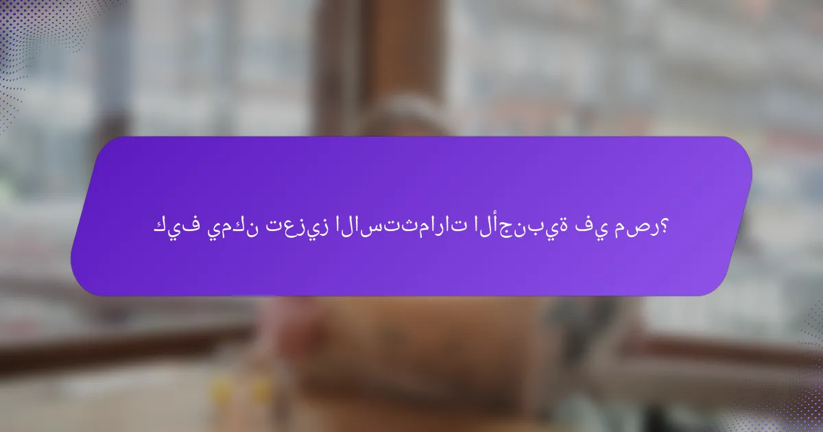 كيف يمكن تعزيز الاستثمارات الأجنبية في مصر؟