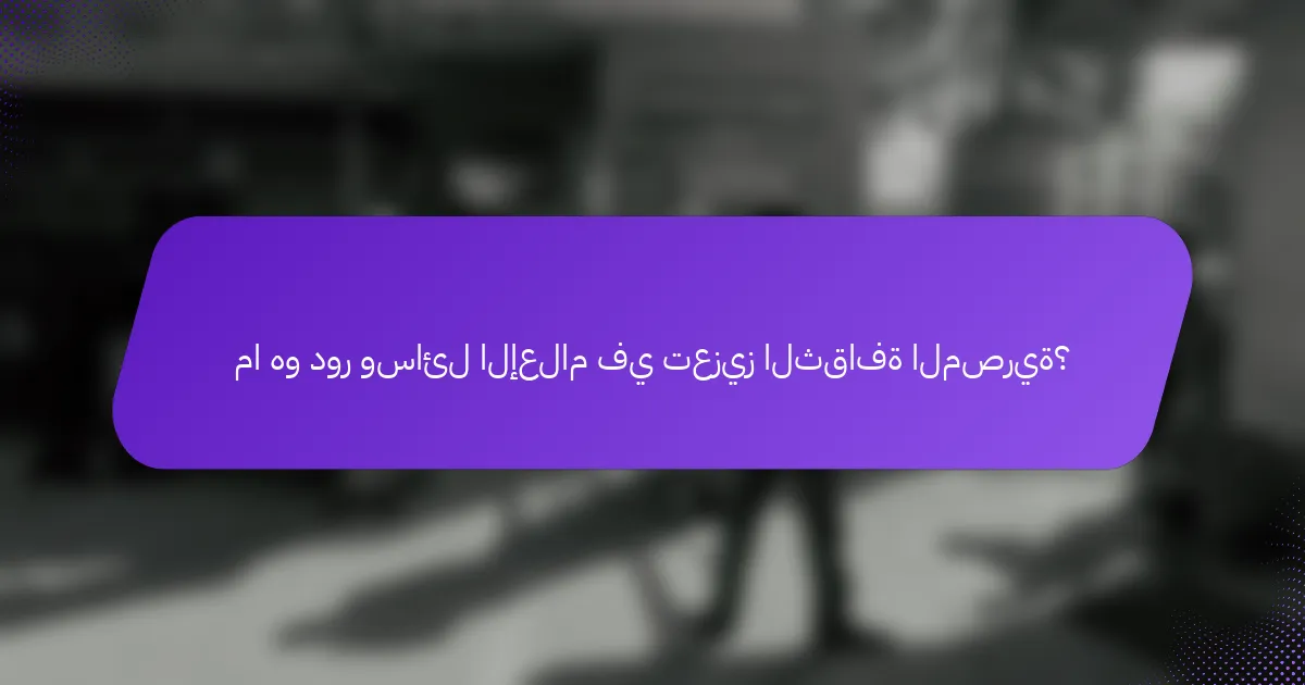 ما هو دور وسائل الإعلام في تعزيز الثقافة المصرية؟