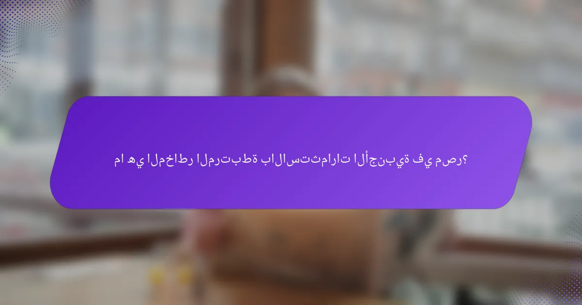 ما هي المخاطر المرتبطة بالاستثمارات الأجنبية في مصر؟