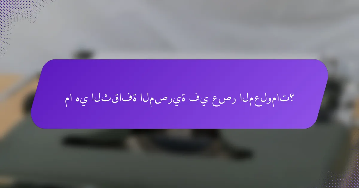 ما هي الثقافة المصرية في عصر المعلومات؟